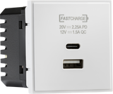 Dual USB A+C Charger Module - White