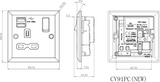 13A 1G Switched Socket Dual USB Charger Slots with Grey Insert