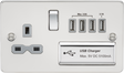 13A Switched Socket with Quad USB Charger - Polished Chrome