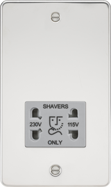 115/230V Dual Voltage Shaver Socket - Polished Chrome with Grey Insert