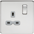 13A 1G DP Switched Socket - Polished Chrome with Grey Insert
