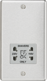 ML Accessories 115/230V Dual Voltage Shaver Socket in Brushed Chrome with Grey Insert