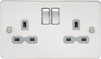 13A 2G DP Switched Socket - Polished Chrome with Grey Insert
