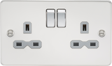 13A 2G DP Switched Socket - Polished Chrome with Grey Insert