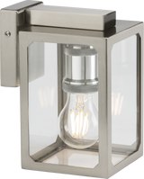 230V IP23 E27 Wall Lantern - Brushed Chrome