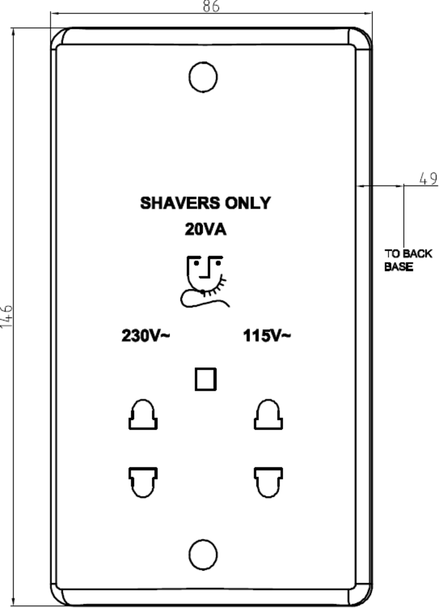 Knightsbridge Dual Voltage Shaver Socket - Side View