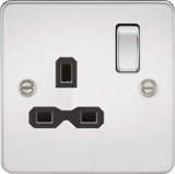 13A 1G DP Switched Socket - Polished Chrome with Black Insert