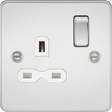 13A 1G DP Switched Socket - Polished Chrome with White Insert