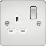 13A 1G DP Switched Socket - Polished Chrome with White Insert
