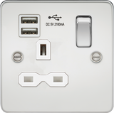 13A 1G SP Switched Socket with Dual USB A+A - Polished Chrome