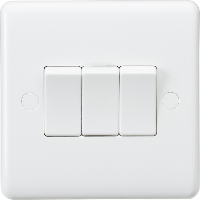 Knightsbridge Curved Edge 10AX 3G 2-Way Switch - White