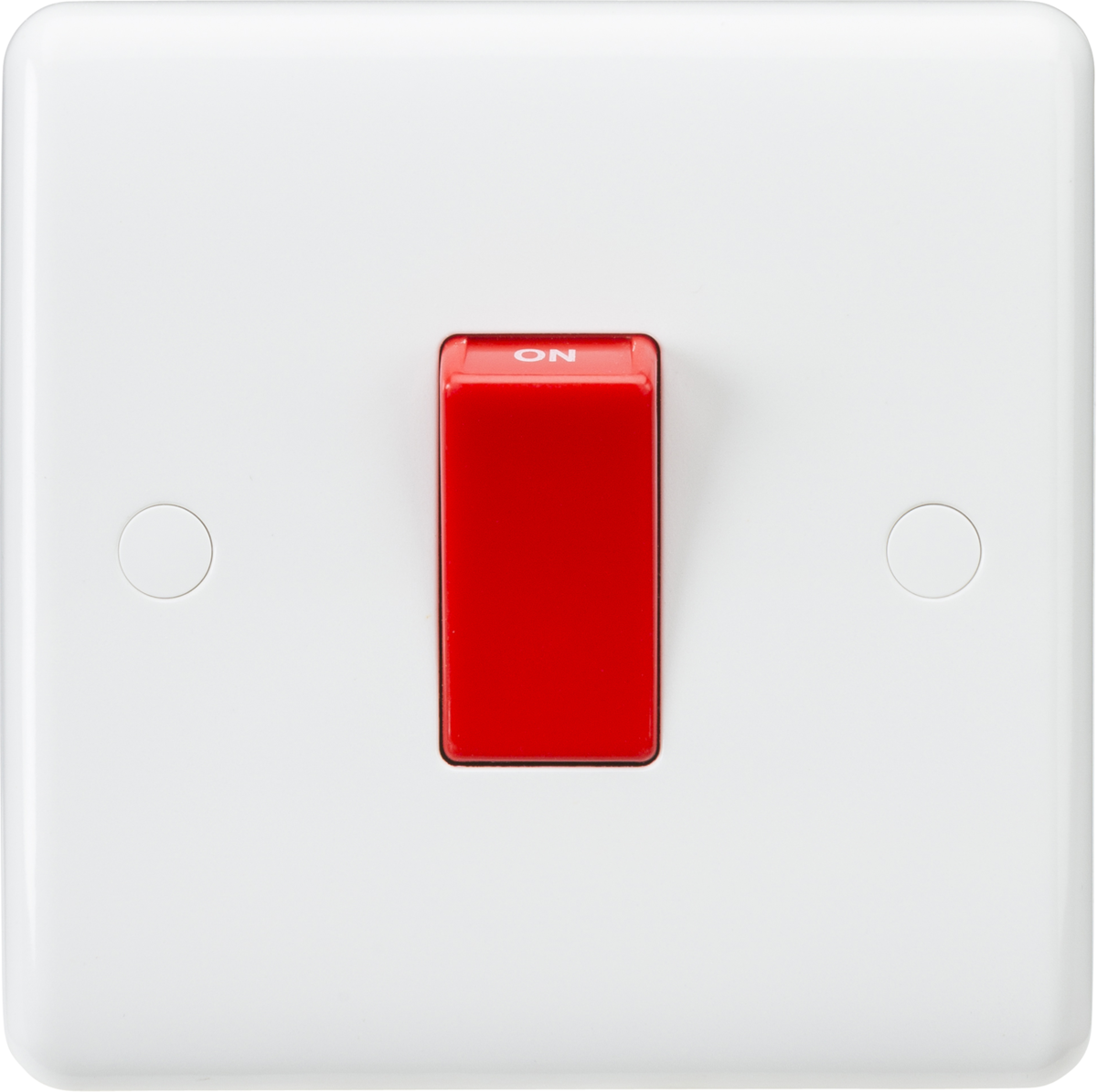 Knightsbridge 45A DP Switch - Red Rocker, Curved Edge Design