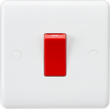 Knightsbridge 45A DP Switch - Red Rocker, Curved Edge Design
