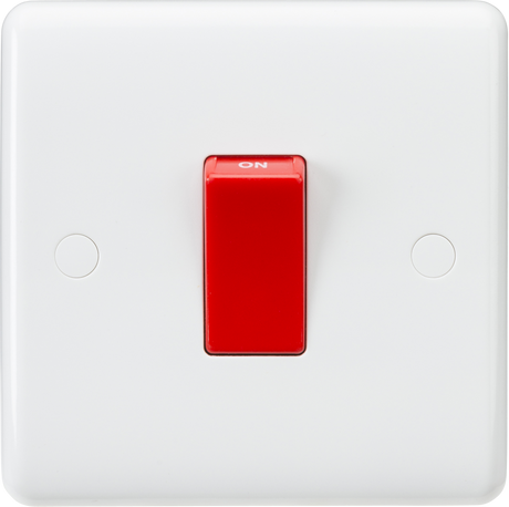 Knightsbridge 45A DP Switch - Red Rocker, Curved Edge Design