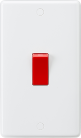 Knightsbridge 45A DP Switch (2G size) with Red Rocker, White Finish