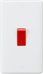 Knightsbridge 45A DP Switch (2G size) with Red Rocker, White Finish