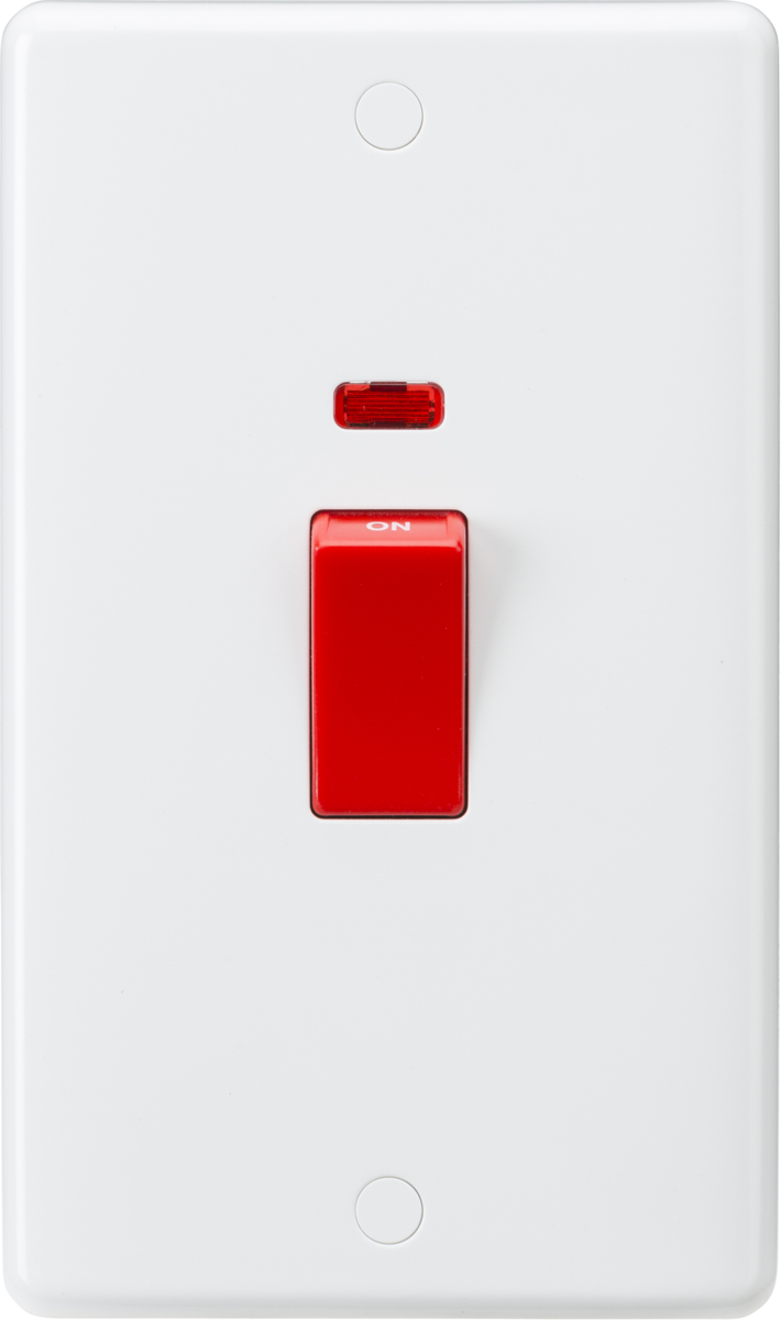 Knightsbridge 45A DP Switch with Neon - Red Rocker