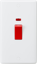 Knightsbridge 45A DP Switch with Neon - Red Rocker