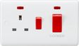 45A DP Switch & 13A Socket with Neons - Red Rocker
