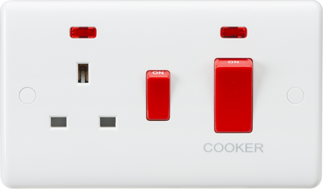 45A DP Switch & 13A Socket with Neons - Red Rocker