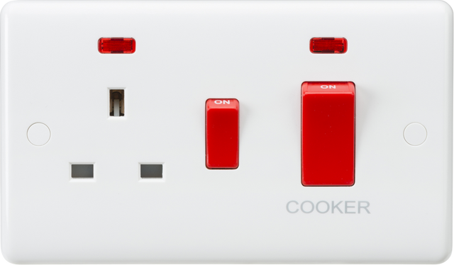 45A DP Switch & 13A Socket with Neons - Red Rocker