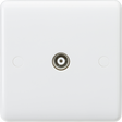 Knightsbridge Curved Edge Coax TV Outlet (Non-Isolated), White