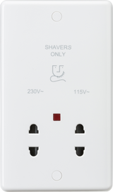 Knightsbridge Curved Edge Dual Voltage Shaver Socket with Neon - White
