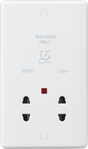 Knightsbridge Curved Edge Dual Voltage Shaver Socket with Neon - White