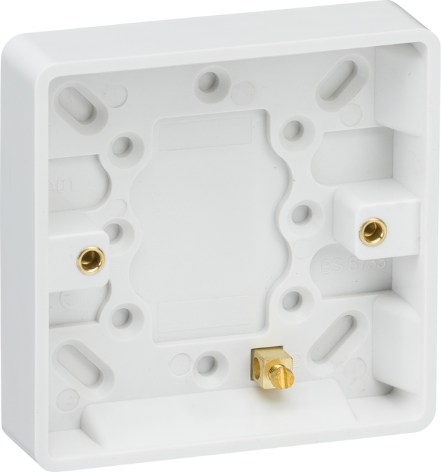 Knightsbridge Single 16mm Pattress Box with Earth Terminal - CU1300