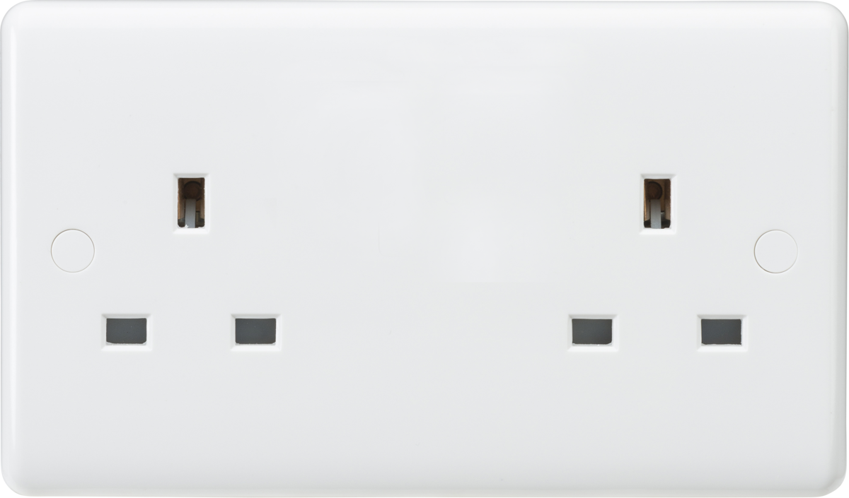 Knightsbridge 13A 2G Unswitched Socket - Curved Edge