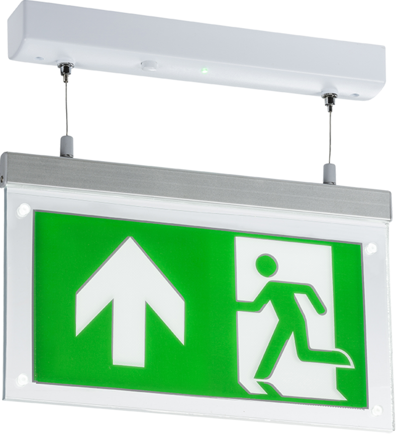 230V 2W LED Suspended Double-Sided Emergency Exit Sign - Arrow Up Legend