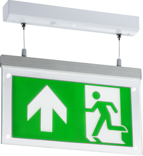230V 2W LED Suspended Double-Sided Emergency Exit Sign - Arrow Up Legend