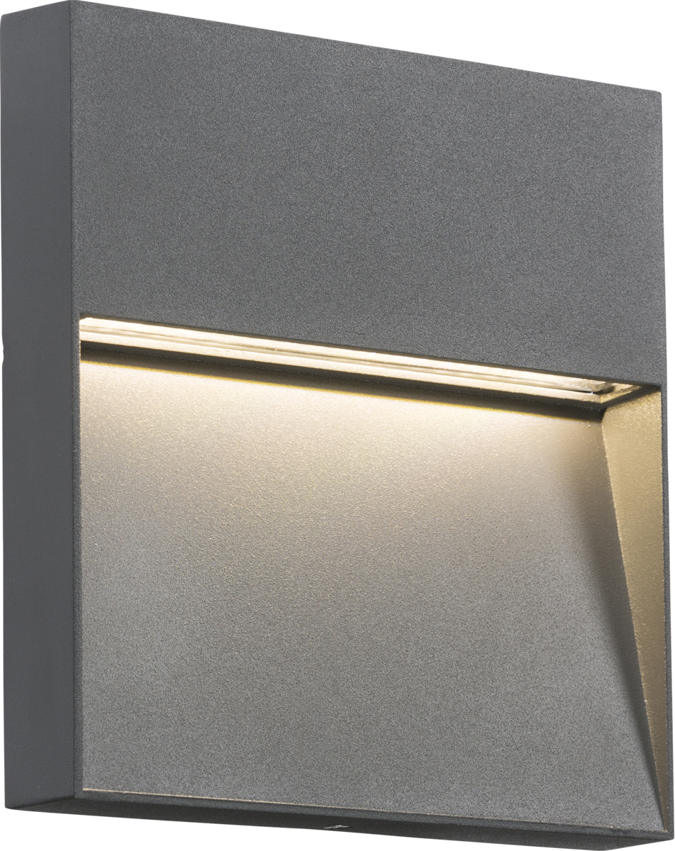230V IP44 5W LED Square Wall/Guide Light - Grey