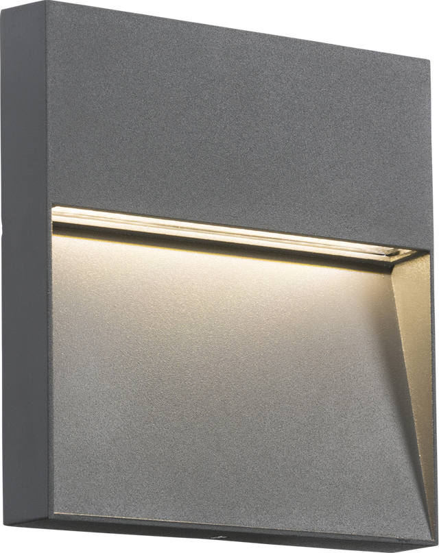 230V IP44 5W LED Square Wall/Guide Light - Grey