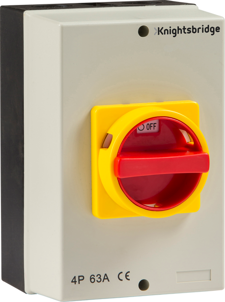 IP65 63A Rotary Isolator 4P AC with Red/Yellow Handle