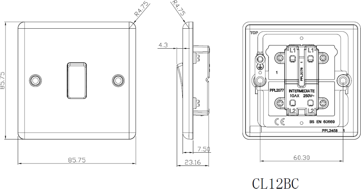 Alternate View of 10AX Intermediate Switch - Matt Black