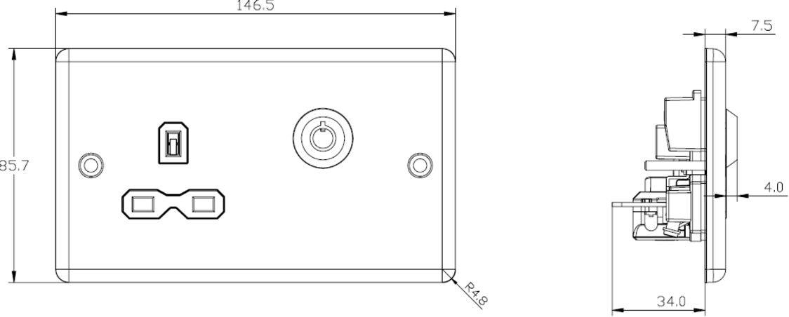 13A DP Lockable Socket, Matt Black