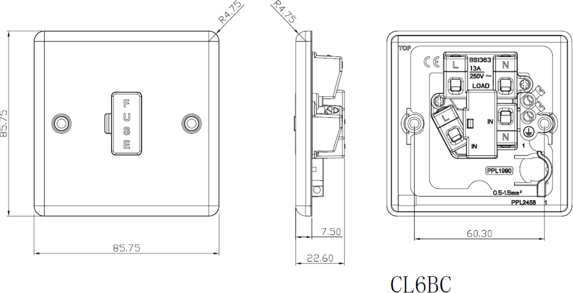 Alternative view of 13A Fused Spur Unit - Matt Black