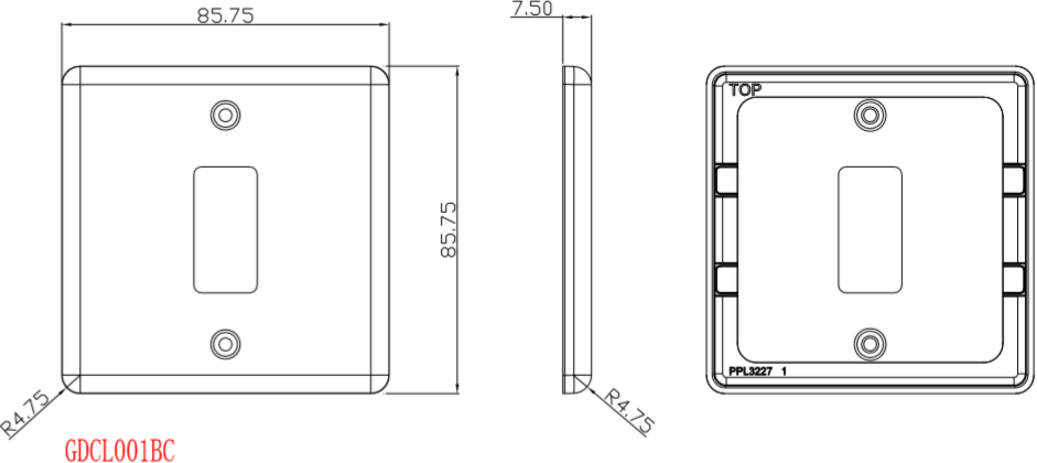 1G Rounded Edge Grid Faceplate - Matt Black