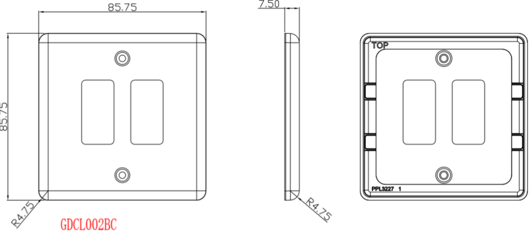 Knightsbridge 2G Grid Faceplate - Matt Black Side View