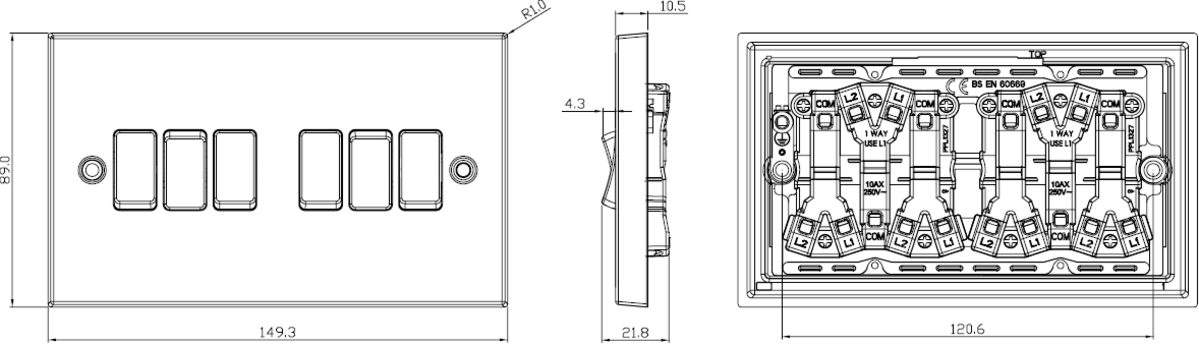 Secondary view of 10AX 6G 2-way Plate Switch - Antique Brass