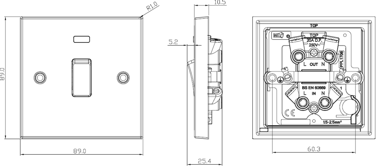 Square Edge Switch - Antique Brass