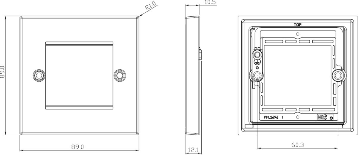 2G Modular Faceplate - Antique Brass Side View
