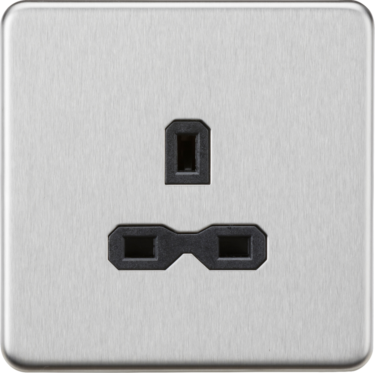13A 1G Unswitched Socket - Brushed Chrome with Black Insert