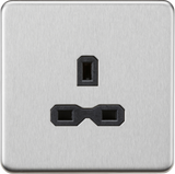 13A 1G Unswitched Socket - Brushed Chrome with Black Insert