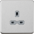 ML Accessories 13A 1G Unswitched Socket - Brushed Chrome with Grey Insert