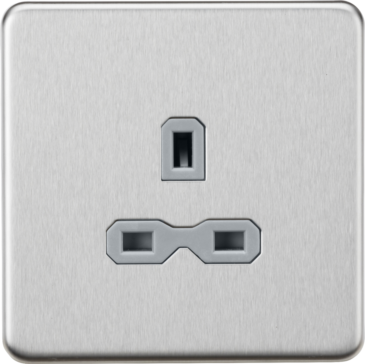 ML Accessories 13A 1G Unswitched Socket - Brushed Chrome with Grey Insert