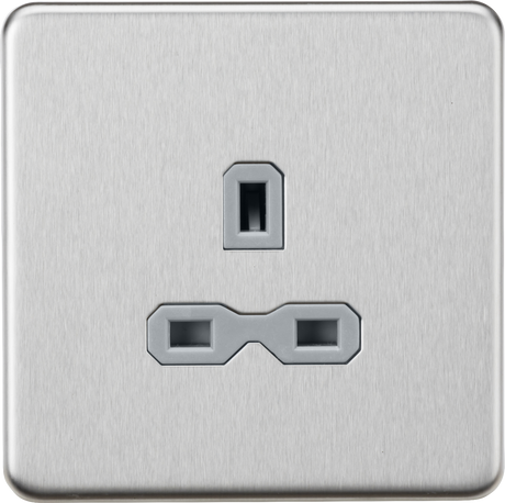 ML Accessories 13A 1G Unswitched Socket - Brushed Chrome with Grey Insert