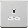 13A 1G Unswitched Socket - Brushed Chrome with White Insert