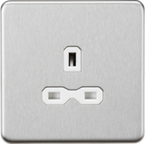 13A 1G Unswitched Socket - Brushed Chrome with White Insert